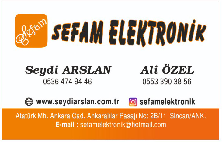 Ankara Sincan Sefam Elektronik Malzeme Satışı ve Uydu Kurulumu 0536 474 94 46 - 0552 474 94 46