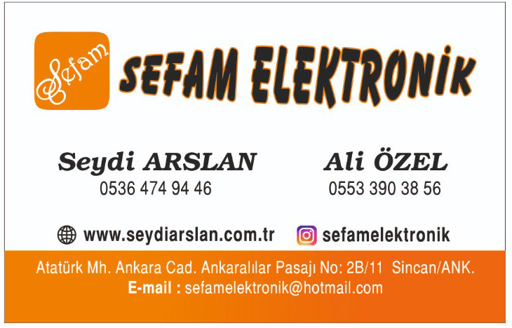 Ankara Ayaş Sefam Elektronik Malzeme Satışı ve Uydu Kurulumu 0536 474 94 46 - 0552 474 94 46